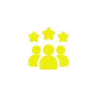 Three stars above yellow silhouettes