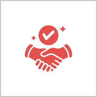 Red handshake symbol on black background