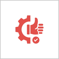 Approval symbol with gear and checkmark